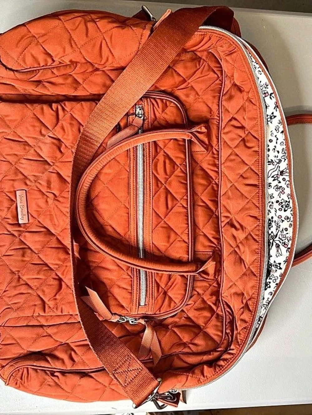 Vera Bradley Large Original Duffel Bag Orange & White